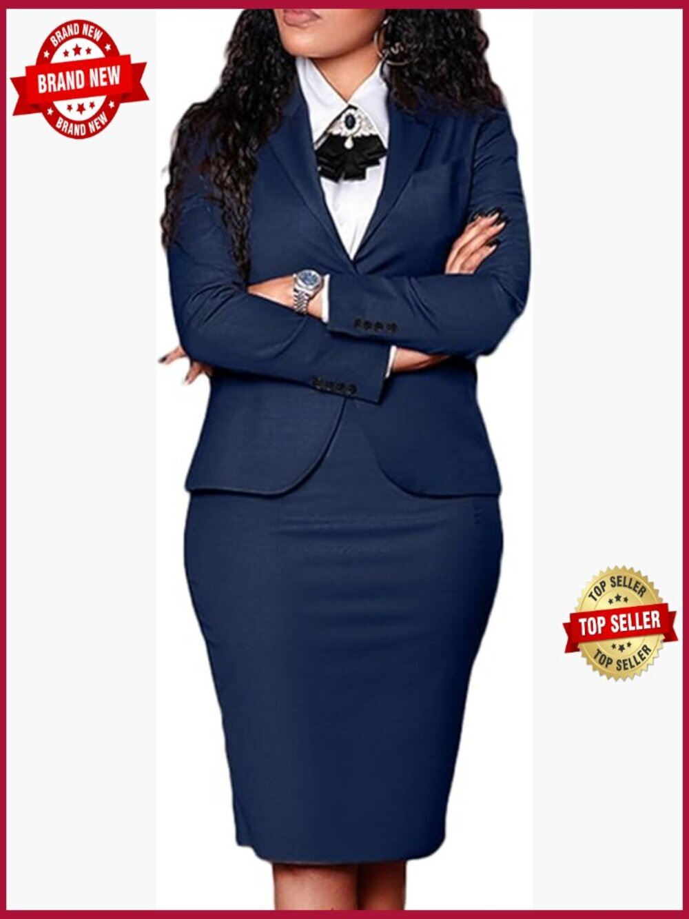 2 Piece Business Suit Set Blazer and Pencil Skirt Set